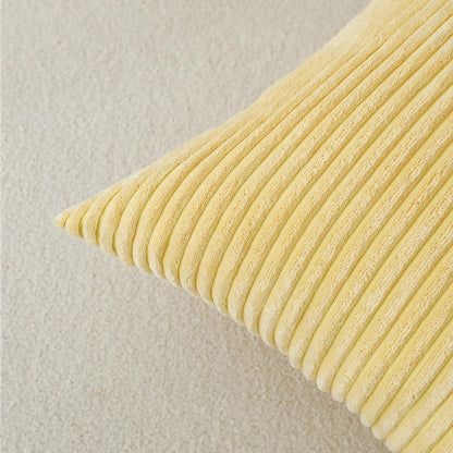 Stellhome Pack of 2 Corduroy Soft Throw Pillow Covers Rectangle Solid Striped Cushion Covers Pillowcase for Bed Couch Sofa Bench, 12x20 inch/30x50 cm, Light Yellow