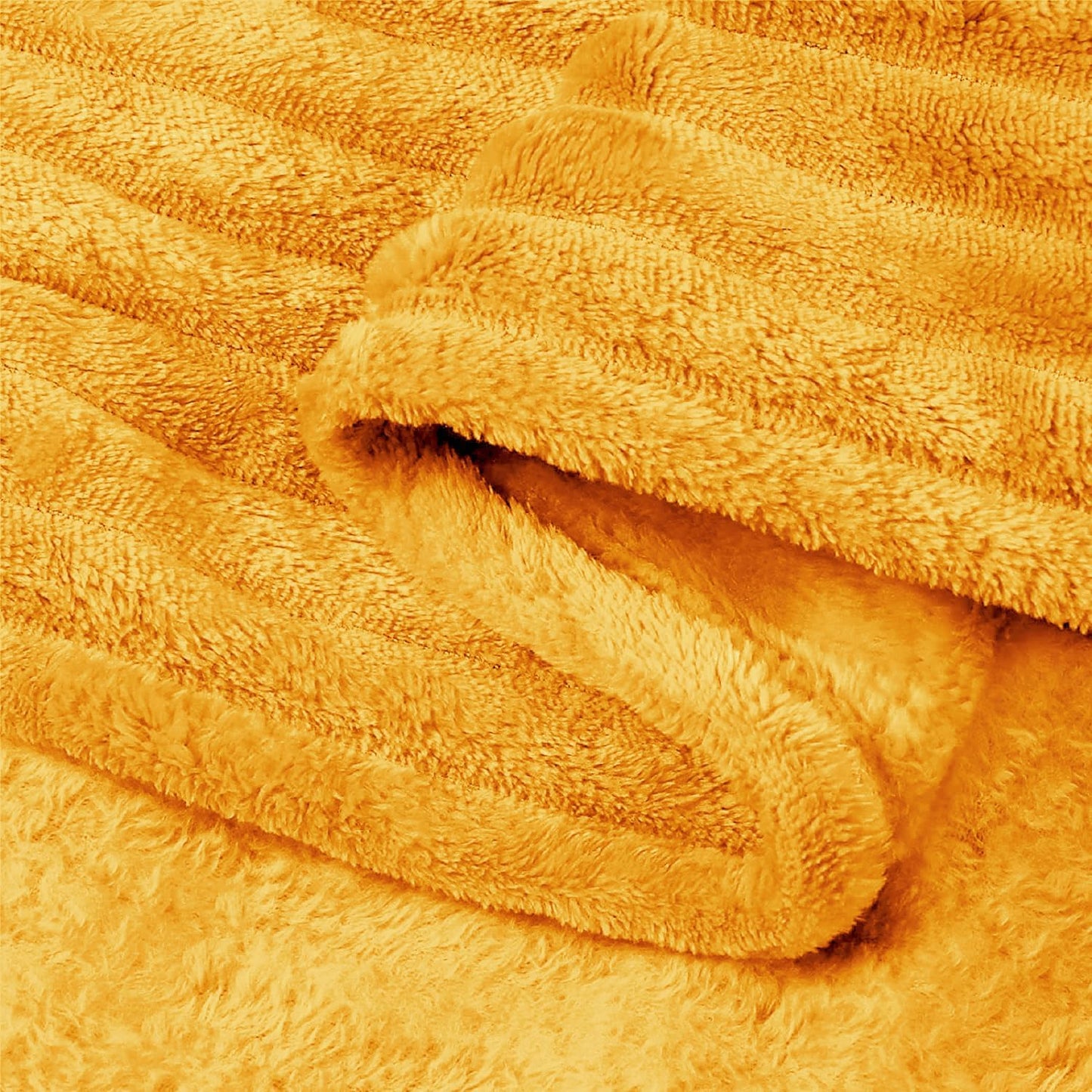 BEDELITE Fleece Blanket - 3D Ribbed Jacquard Decorative Yellow Throw Blanket for Couch & Bed, Lightweight Warm Cozy Soft Fuzzy Blankets All Seasons Suitable 50x60 inches