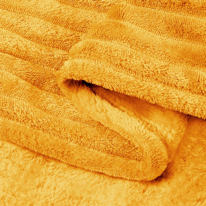 BEDELITE Fleece Blanket - 3D Ribbed Jacquard Decorative Yellow Throw Blanket for Couch & Bed, Lightweight Warm Cozy Soft Fuzzy Blankets All Seasons Suitable 50x60 inches