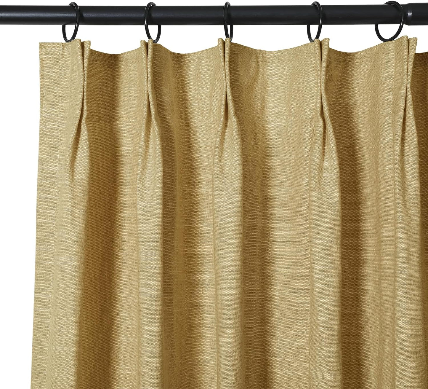 TWOPAGES Linen Cotton Double Layer Curtain 96 Inches Long Light Filtering Pinch Pleated Drape for Living Room Bedroom Soft Curtain for Traverse Rod, 26Wx96L Inches, Mustard Yellow, 1 Panel