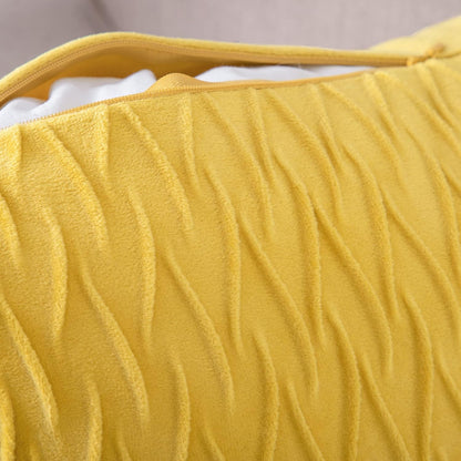 MADIZZ Set of 2 Super Soft Velvet Decorative Throw Pillow Covers 18x18 inch Lemon Yellow Square with Texture Luxury Style Cushion Case Pillow Shell for Sofa Bedroom