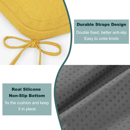 baibu Set of 6 Dining Chair Cushions, Dual-Layer Patent Design Memory Foam Kitchen Chair Cushions, Non-Slip Seat Pads with Ties, 16.5 x 16.5 x 3.5in, 6 Pack, Yellow