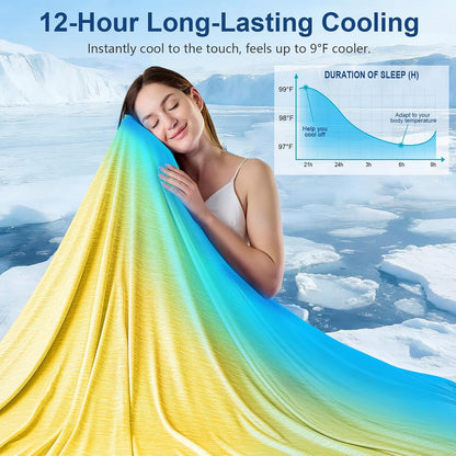 KMUSET Cooling Blanket Queen Size (90"x90"), Double Sided Summer Cooling Blankets for Hot Sleepers & Night Sweats, Lightweight Blanket for Sofa Bed Couch, House Warming Gifts New Home Ginger Yellow