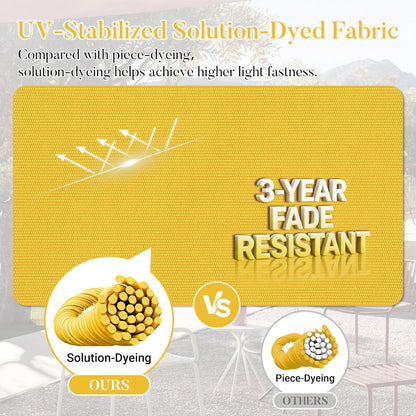 Basic Beyond Outdoor Chair Cushions for Patio Furniture, Waterproof Outdoor Seat Cushions Set of 4 19 x 19, Patio Chair Cushions Set of 4 with Ties and Handle, Yellow