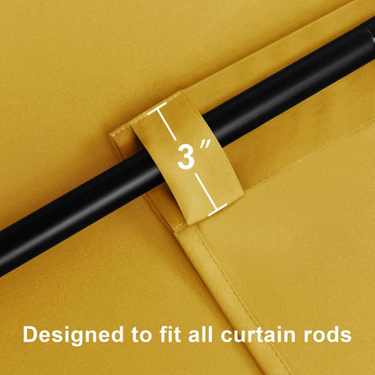 Hiasan Yellow Blackout Curtains for Bedroom 84 Inches Long Insulated Thermal Winter Curtains for Living Room Rod Pocket Noise Cancelling Window Treatment with Tiebacks,2 Pack