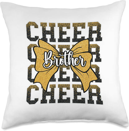 Cheer Brother Bow Sport Cheerleader Cheerleading Yellow Throw Pillow
