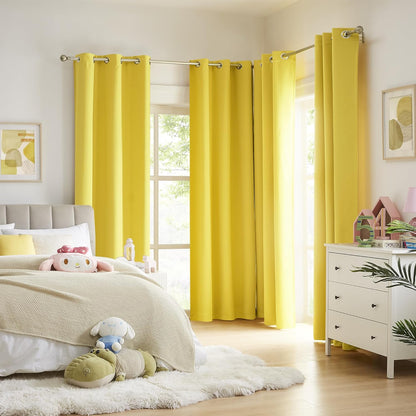 DUALIFE Yellow Blackout Curtains for Living Room- Grommet Thermal Insulated Window Curtain Drapes for Bedroom Illuminating Yellow (42 W x 63 L, 2 Panels)