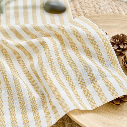 jinchan Linen Stripe Valance for Window 16 Inch Modern Rustic Farmhouse Valance for Kitchen Living Room Bathroom Window Treatment Light Filtering Rod Pocket 1 Panel Mustard Yellow on Linen