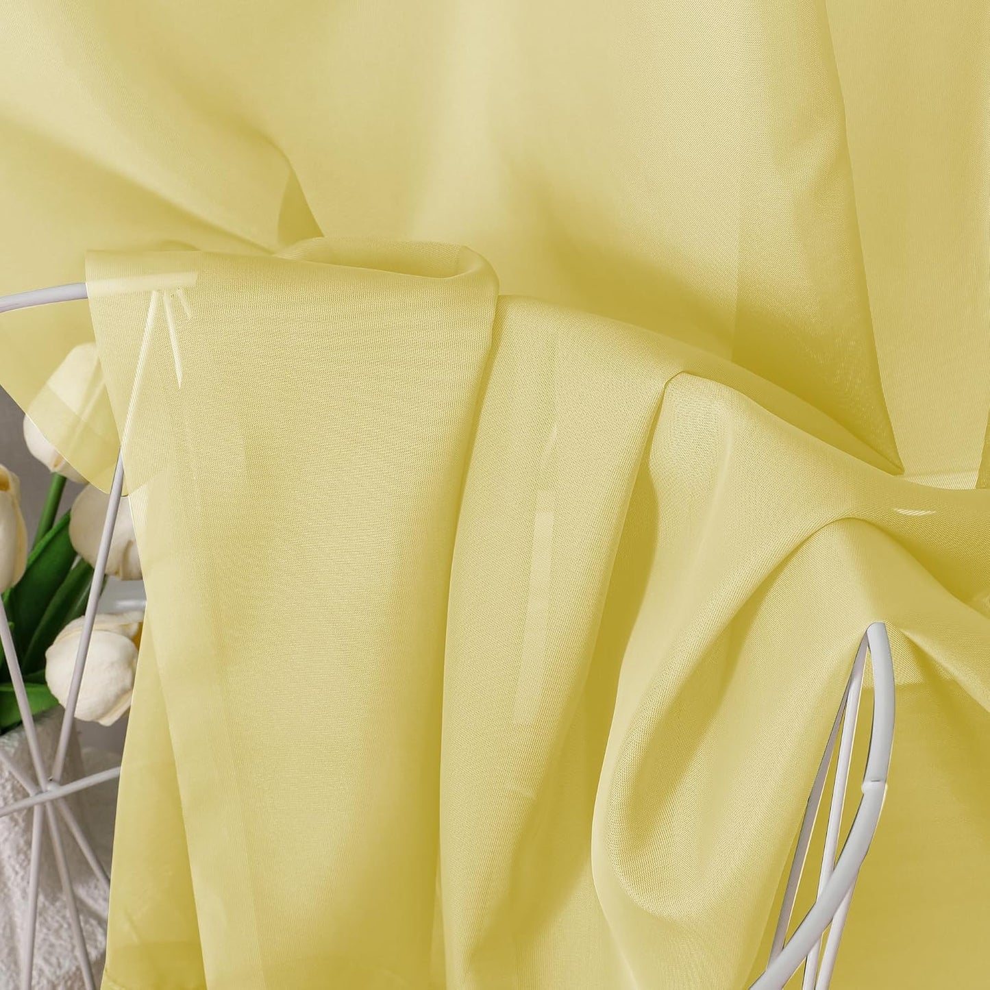 Aiyufeng Yellow Sheer Curtains 2 Panel Sets 90 Inches Long - Transparent Light Weight Soft Yellow Window Treatment Panels for Study Room/Living Room/Guest Room, Per Panel W42 X L90 inches