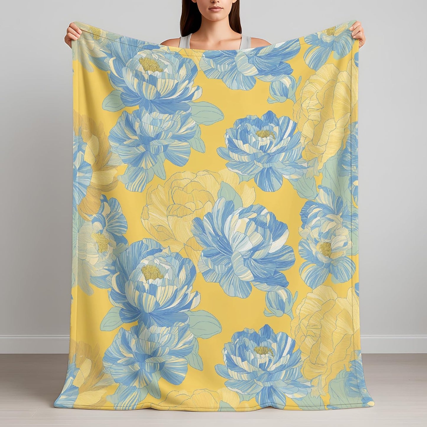 Oil Painting Blanket Cozy for Boys Girls Men Women Teens Adults, 50" x 70" Lemon Yellow Throw Blanket, Soft Cozy Lightweight Throw Plush Blankets