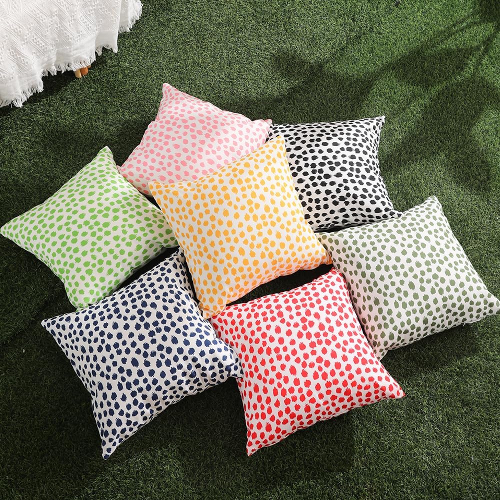 Allorry Outdoor Pillow Covers 20x20 Set of 2 Boho Design Yellow Polka Dot Decorations Pillows Summer Outdoor Waterproof Patio Furniture Garden Porch Sofa Bed Cushion Covers Home Decor JB002-A20