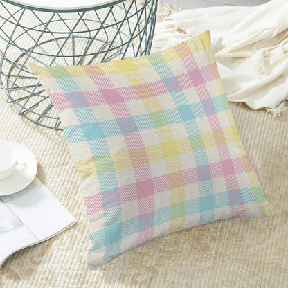 Spring Buffalo Plaid Pillow Covers 18x18 Set of 2 Yellow Blue Pink Checkered Easter Throw Pillows Summer Outdoor Decorative Pillowcase Farmhouse Linen Holiday Decor Cushion Case for Couch Sofa