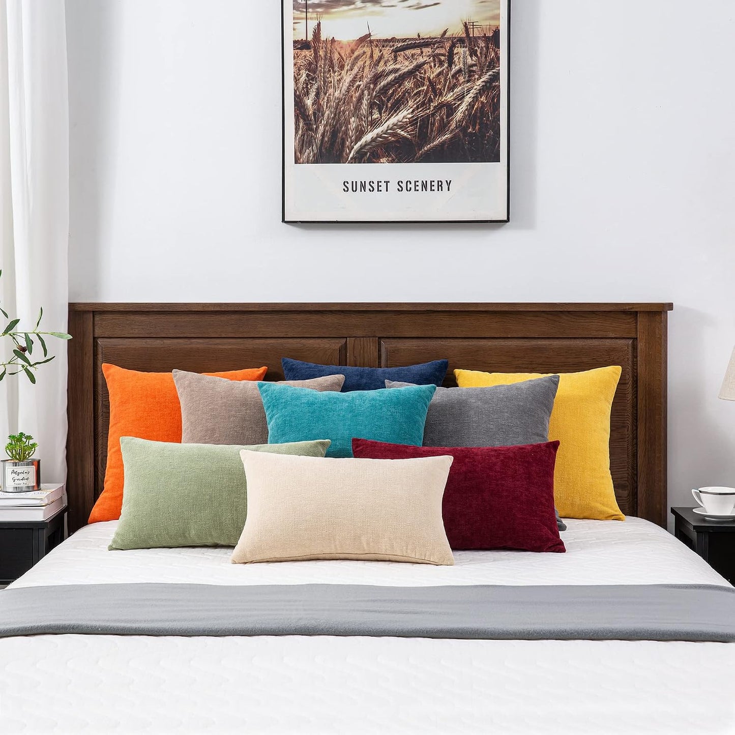 GAWAMAY Decorative Throw Pillow Covers 16x16 Inch Set of 2, Super Soft Chenille Square Pillows Farmhouse Fall Pillowcase for Living Room Bedroom Sofa Couch Cushion Cover Mustard Yellow 40x40cm