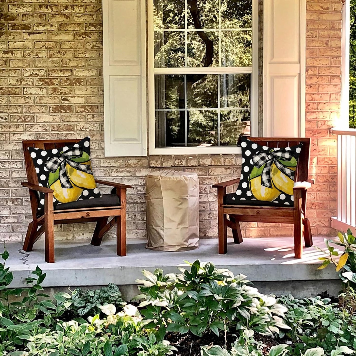 TAJWE Summer Lemon Pillow Covers 18x18 Set of 2 Farmhouse Dots Outdoor Decorative Cushion Cases for Sofa Couch Home Decorations Black