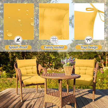 Sintuff 4 Pcs 44 x 21 x 4 Outdoor Chair Cushion Patio Chair Cushions Seat/Back Tufted Pillow with Ties Water Resistant Replacement Indoor Patio Furniture Outdoor Furniture (Solid Color,Yellow)