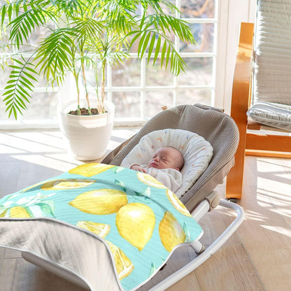 Yellow Lemon Baby Blanket Bed Crib Stroller Cover Blanket Wrap Soft Swaddling Blanket