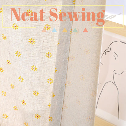 Farmhouse Cotton Linen Tier Curtain 24 Inch Long Elegant Floral Lace Window Valance Kitchen Bathroom Short Curtain, 1 Panel, Yellow Daisy