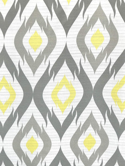 Serafina Home Yellow and White Fabric Shower Curtain for Bathroom: Contemporary Geometric Medallion Design Light Grey Diamond Silhouettes