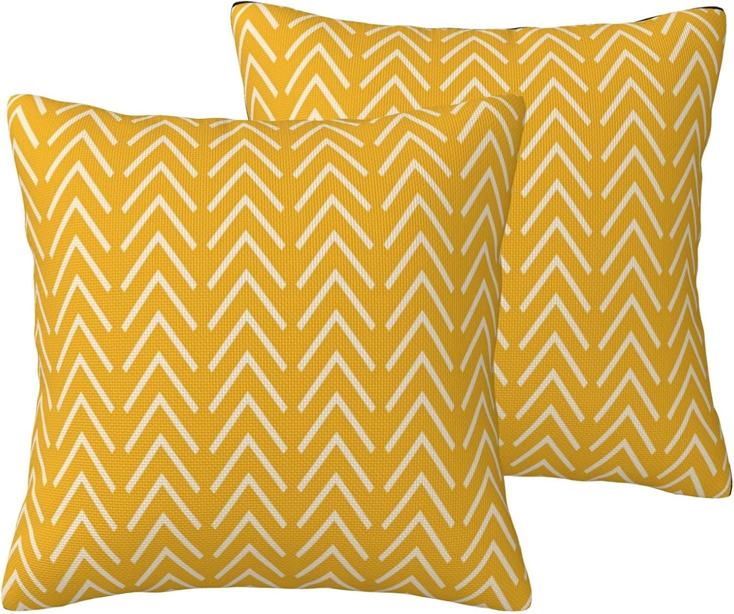 Modern Pillow Covers Yellow Cream Stripes Herringbone Print Decorative Throw Pillows Covers 20x20 Inch Set of 2 Boho Bohemian Pillowcase Farmhouse Cushion Cover for Couch Sofa Bedroom