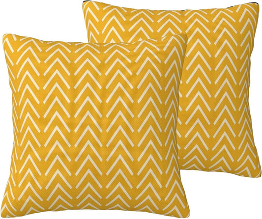 Modern Pillow Covers Yellow Cream Stripes Herringbone Print Decorative Throw Pillows Covers 20x20 Inch Set of 2 Boho Bohemian Pillowcase Farmhouse Cushion Cover for Couch Sofa Bedroom