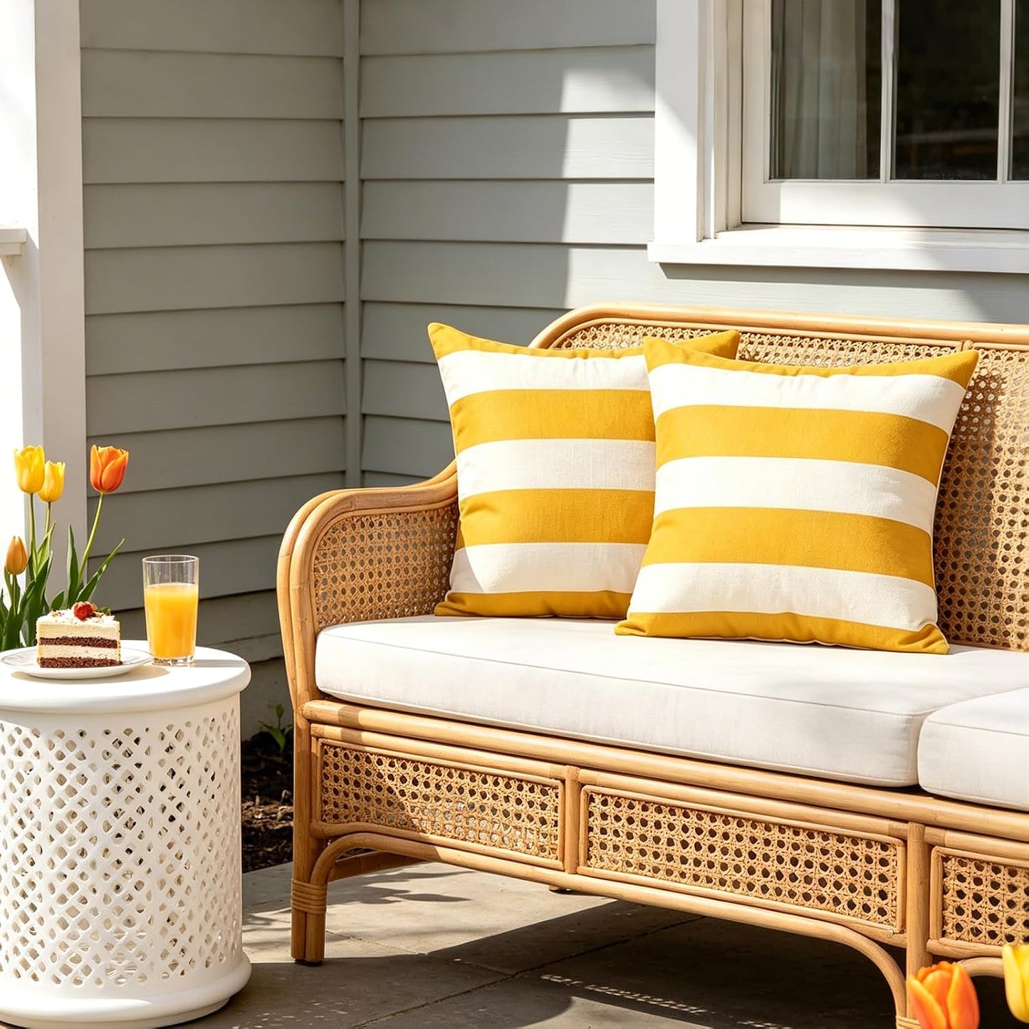 tiggell 2 Pack Outdoor Throw Pillows, Waterproof Throw Pillows with Inserts Decorative Square Pillows for Home Garden Patio Couch Balcony 18x18”