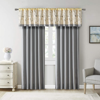 Madison Park Embroidered Light Filtering Rod Pocket Window Treatment Curtain Window Panel Drape for Bedroom Livingroom and Dorm