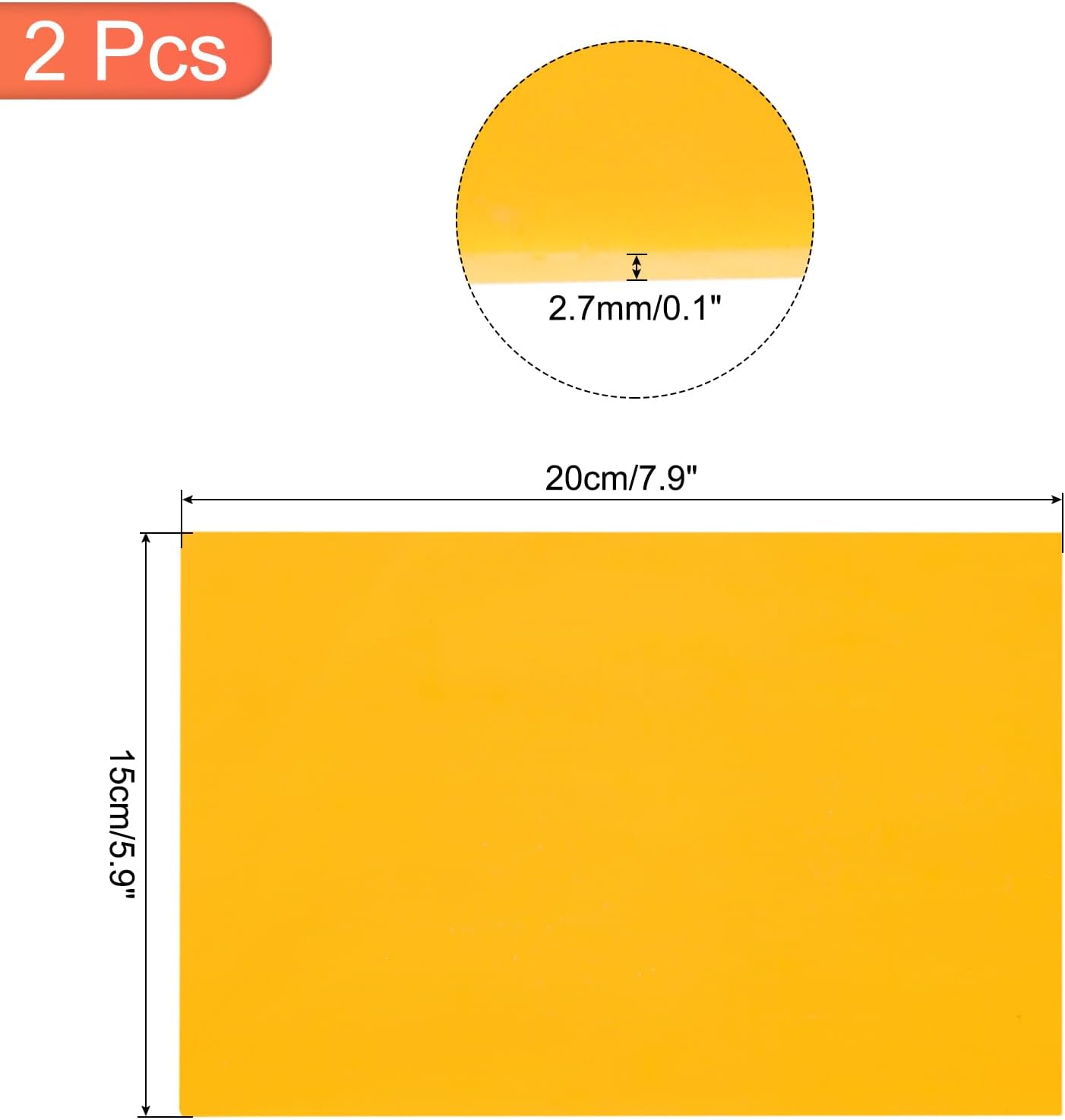2 Pcs Stained Glass Sheet Mosaic Tile 7.9 Inch x 5.9 Inch Lemon Yellow Stained Glass Sheets for Crafts DIY Art Project