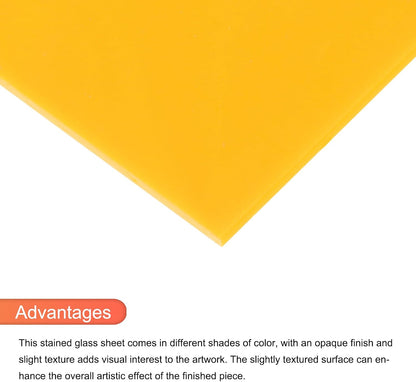 2 Pcs Stained Glass Sheet Mosaic Tile 7.9 Inch x 5.9 Inch Lemon Yellow Stained Glass Sheets for Crafts DIY Art Project