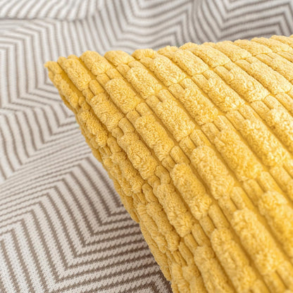 HWY 50 Mustard Yellow Corduroy Decorative Throw Pillow Covers 12x20 Inch Rectangle, Pack of 2, Soft Striped Farmhouse Boho Cushion Cases for Couch Sofa Bed Living Room