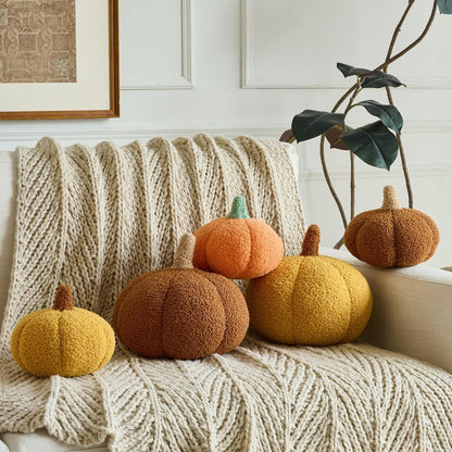 Pumpkin Pillows, Decorative Throw Pillows for Couch Bed, Fall Pillow Home Decor for Bedroom Living Room, Halloween Fall Room Décor (Yellow, 8.6 Inches)