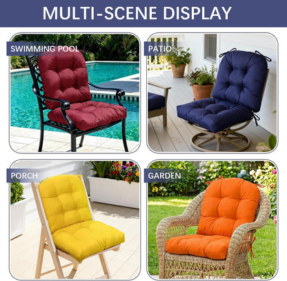 Gnostik 2 Pcs Outdoor Seat Cushions, Yellow Waterproof U Shaped Outdoor Chair Cushions Patio Chair Seat Pads for Porch, Garden Furniture, 18.6"X18.6"