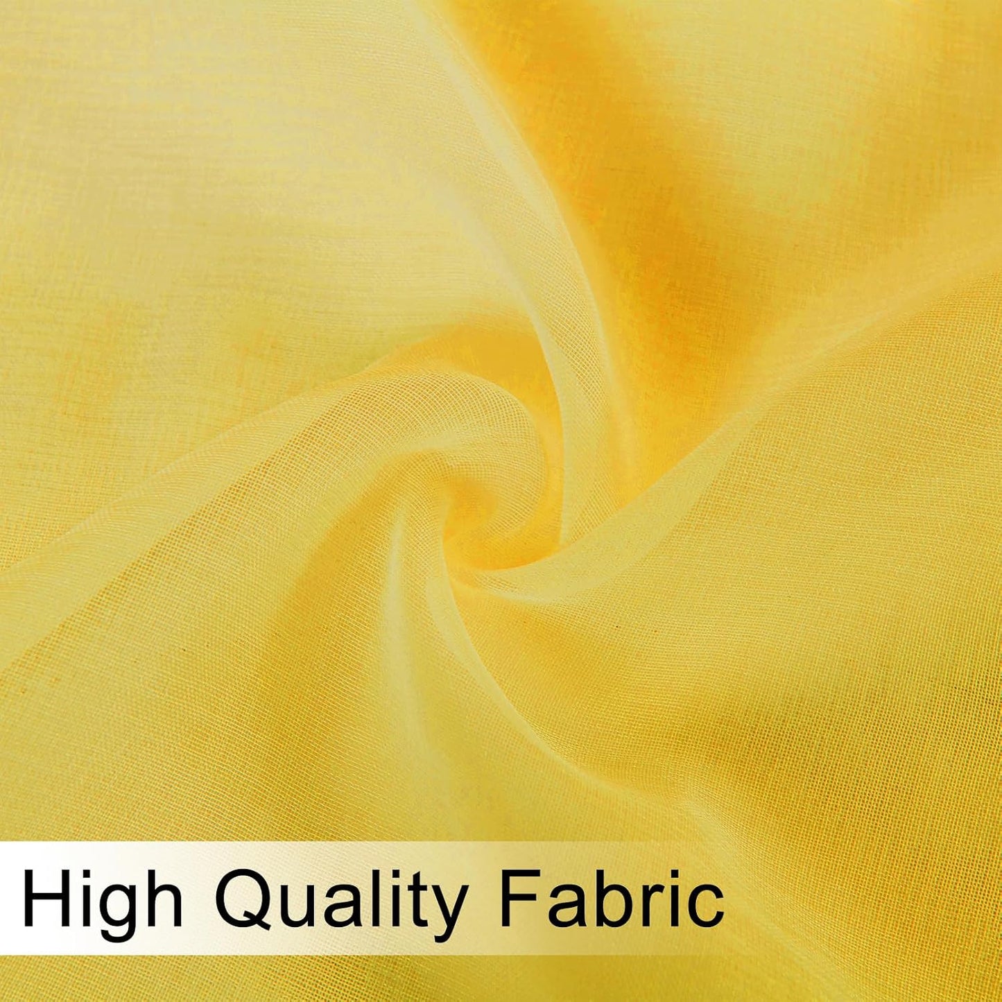 DWCN Sheer Curtain Valance 18 Inches Long, Light Filtering Curtain for Bathroom Bedroom, Small Kitchen Valance with Rod Pockets, 52x18 Inch, Yellow