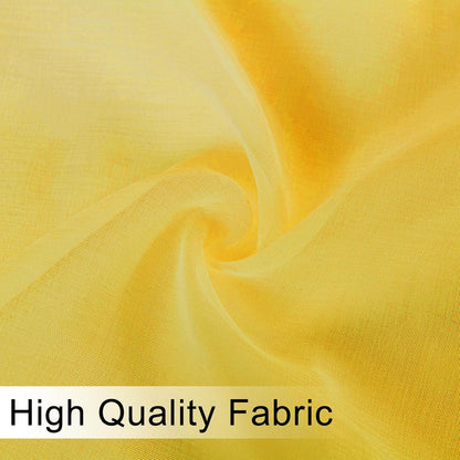 DWCN Sheer Curtain Valance 18 Inches Long, Light Filtering Curtain for Bathroom Bedroom, Small Kitchen Valance with Rod Pockets, 52x18 Inch, Yellow