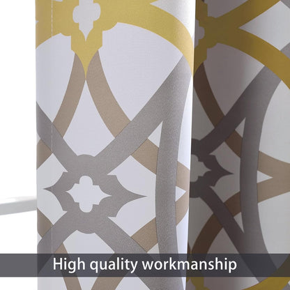 DriftAway Alexander Blackout Valances for Windows Thermal Insulated Kitchen Topper Geometric Moroccan Mid Century Pattern Match Thick Bathroom Curtain Valance Rod Pocket 52 Inch by 14 Inch Yellow/Gray