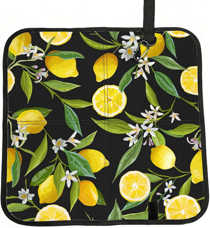 Yellow Lemon Print Fold Away Seat Cushion Portable Outdoor Pad Polyester Bleacher Bench Mat Travel Picnic Pad
