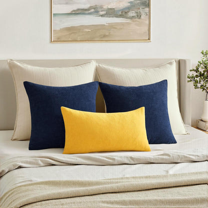 MIULEE Yellow Couch Pillow Covers 18x18 Inch, Set of 2 Soft Chenille Summer Decorative Square Throw Pillow Covers Farmhouse for Sofa Living Room Bed