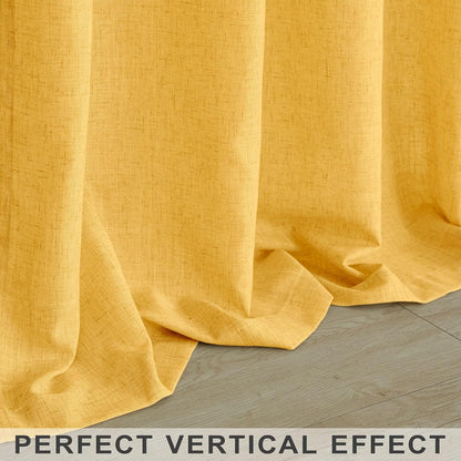 Mrs.Naturall Lemon Yellow Curtains 45 Inch Length for Kitchen, Sunflower Decor Rod Pocket Short Semi Sheer Bright Curtains for Bathroom Window