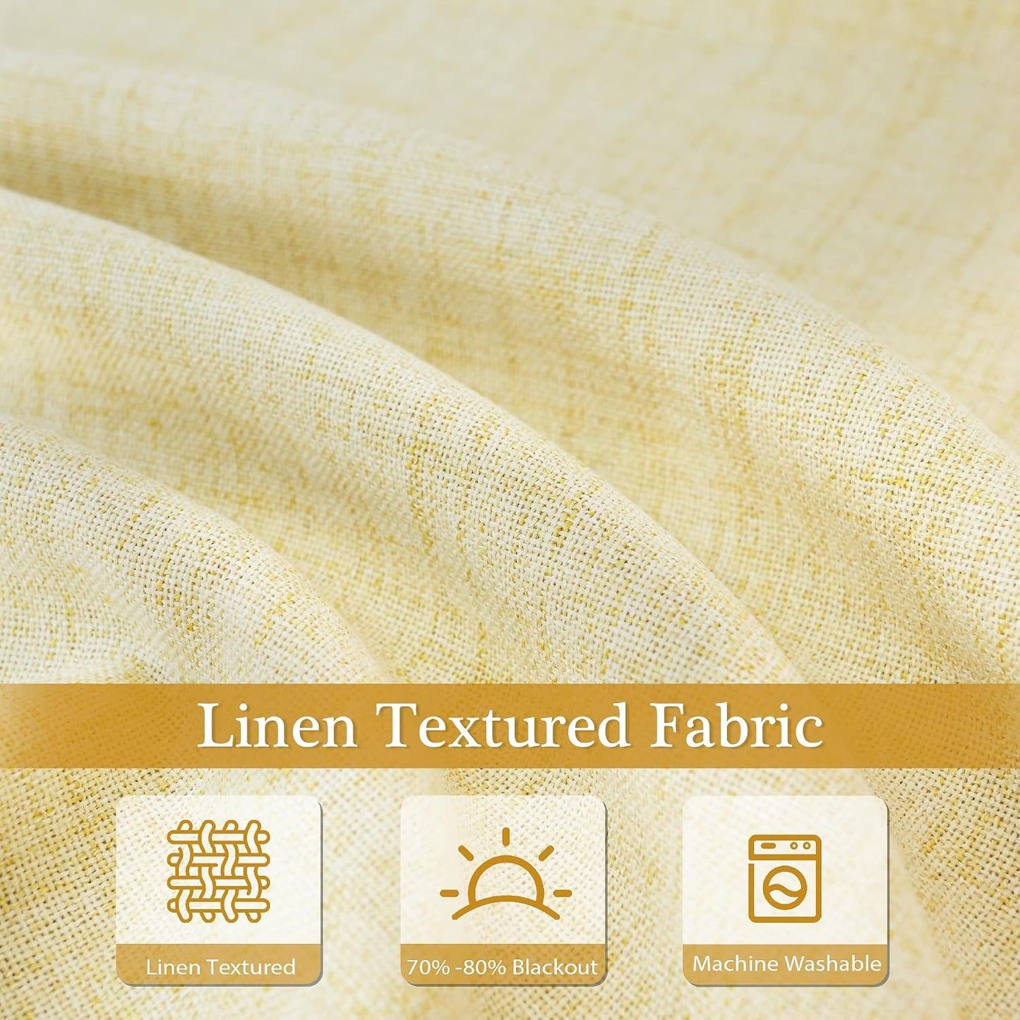 DriftAway Double Layer Linen Blackout Tie Up Curtains Thermal Insulated Fully Lined Balloon Roman Shade Bathroom Window Adjustable Rod Pocket for Small Window 31 Inch by 47 Inch Yellow