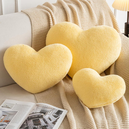 Heart Pillow, Heart Shaped Pillow for Bed Couch, Soft Decorative Heart Throw Pillow, Cute Decorate Pillows, Heart Pillows for Bedroom Living Room (Yellow, Mini 12.9"x9.8")