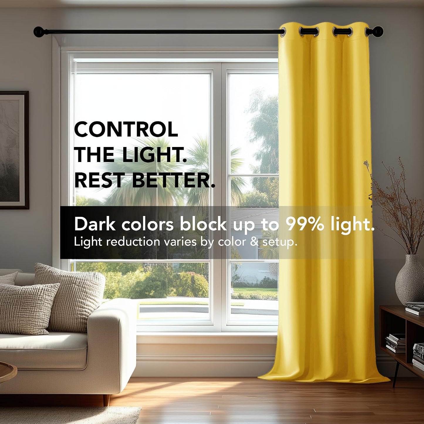 Deconovo Blackout Curtains for Bedroom, Thermal Insulated Room Darkening Grommet Window Drapes, Mellow Yellow, 42W x 84L Inch, Pack of 2 for Living Room & Nursery Privacy Panels