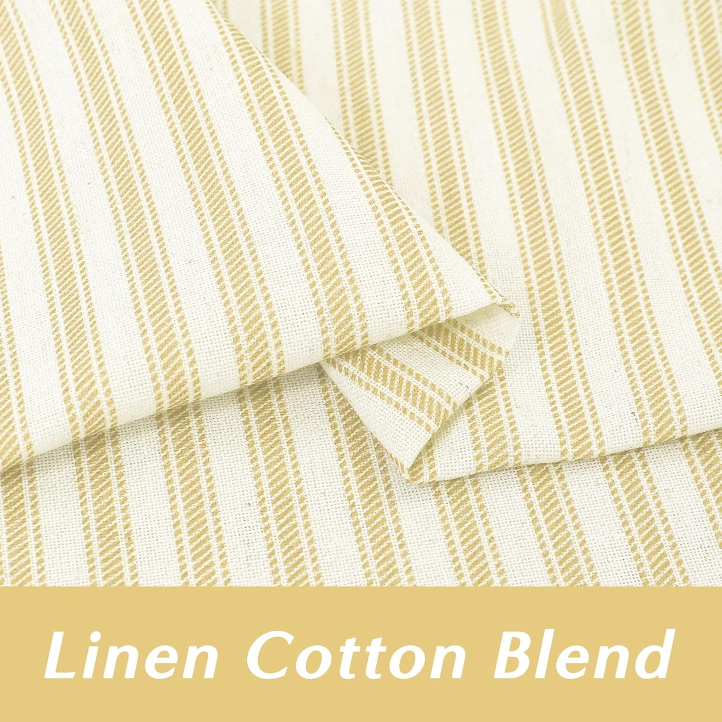 Light Pale Yellow Kitchen Curtains,Sunflower or Lemon Decor Retro Farmhouse Striped Patterned Printed Spring Curtains for Living Room Bathroom Window Curtain