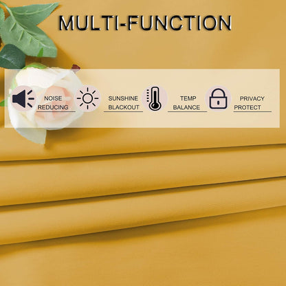 KEQIAOSUOCAI 95 Inches Yellow Blackout Curtains Grommet Top Drapes for Bedroom Light Reducing Window Sun Block Curtain Panels for Living Room 2 Panels 52W x 95L