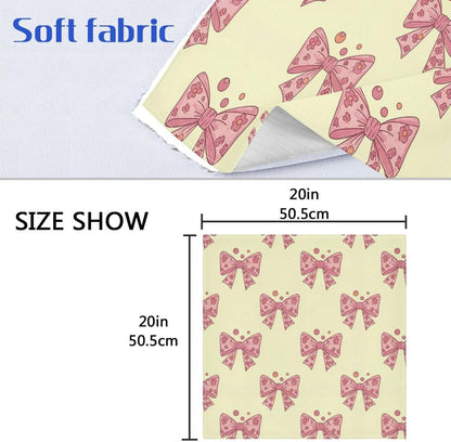 Cloth Dinner Napkin - Bows Dots Yellow Reusable Table Napkins 20x20 in for Hotel Restaurant Party Set of 4