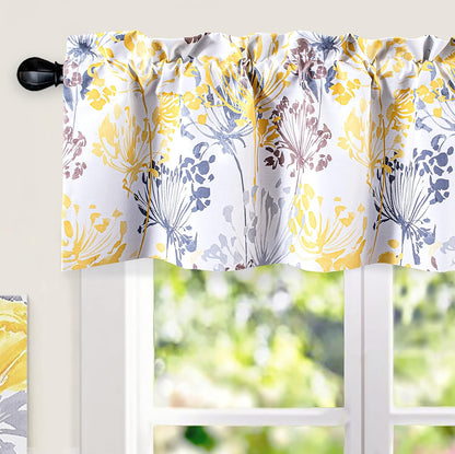 DriftAway Acacia Floral Blossom Watercolor Printed Room Darkening Thermal Insulated Window Curtain Valance Rod Pocket Single 52 Inch by 14 Inch Plus 2 Inch Header Yellow
