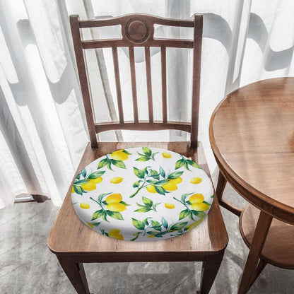 Yellow Lemons Premium Round Memory Foam Seat Cushion，Removable Cover, All Season Comfort, Durable Support