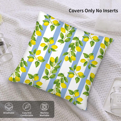 Lemon Throw Pillow Covers for Couch, Outdoor Decorative Pillow Cases for Couch Sofa Bed Chair Living Room Decor Set of 2 18"x18", Summer Cushion Cover
