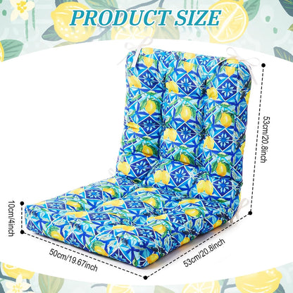 Hoteam 4 Set Outdoor Patio Chair Cushions 20 x 42 in Deep Seat Waterproof Patio Cushions Set for Furniture Replacement Removable Seat and Back (Mediterranean Lemon)