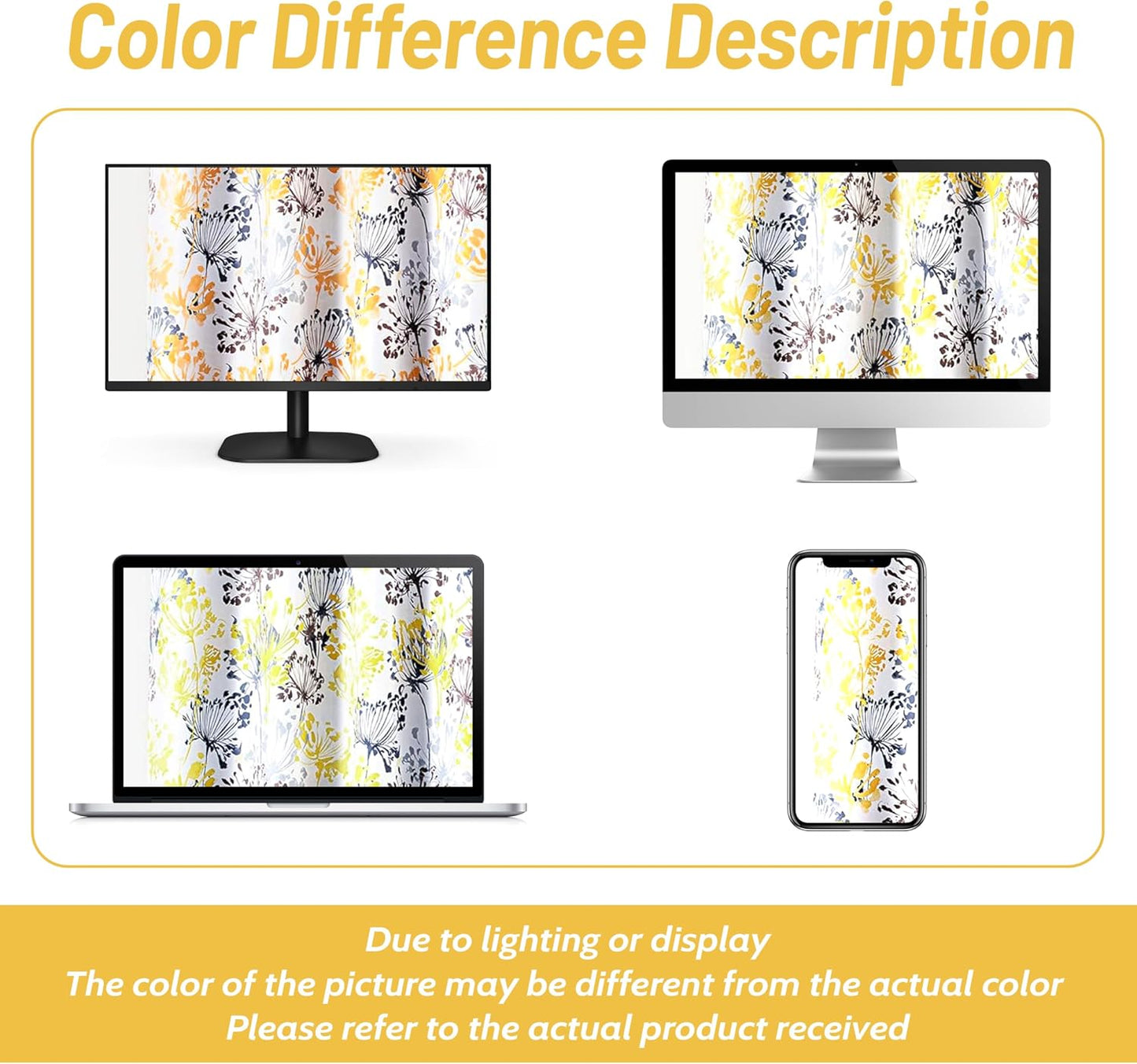 DriftAway Acacia Floral Blossom Watercolor Printed Room Darkening Thermal Insulated Window Curtain Valance Rod Pocket Single 52 Inch by 14 Inch Plus 2 Inch Header Yellow