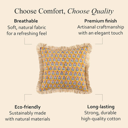 CPC Yellow Citrine Ruffle Throw Pillow Covers for Couch, 20x20 Inch Cotton Stripe Ruffle Couch Pillows for Living Room, Hidden 16 Inch Zipper Boho Pillow Case or Cute Outdoor Ruffle Pillows