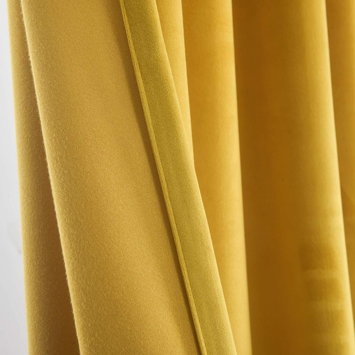 Roslynwood Luxury Soft Warm Yellow Velvet Curtains 84 inches Long Back Tab Thermal Insulated Blackout Window Drapes for Living Room/Bedroom/Dining Room, W52 x L84, 2 Panels
